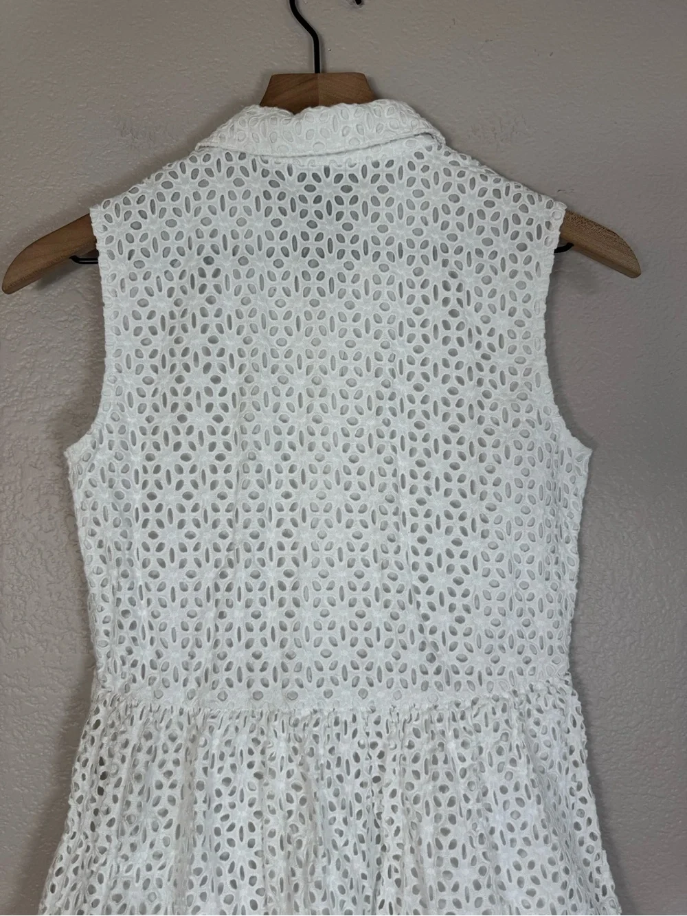 Kate Spade New York Eyelet Shirt Dress White Cotton XS $349 Lace Mini Preppy